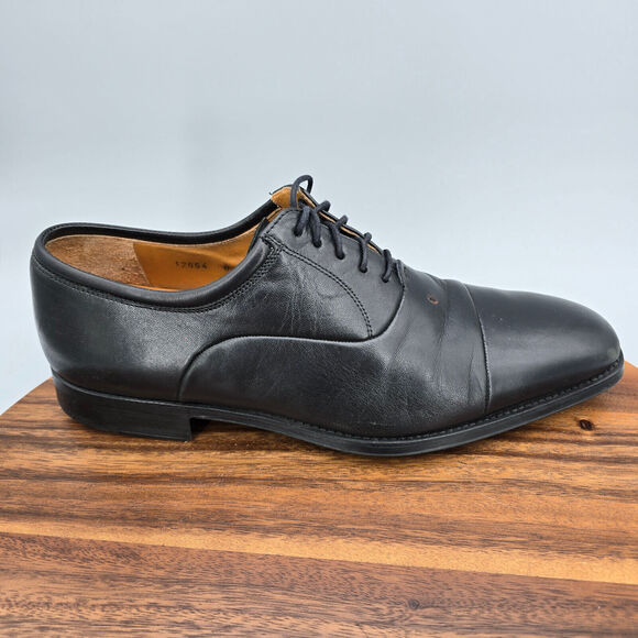 Magnanni Federico Oxfords Men\'s 8 D Black Leather Cap Toe Lace Up Dress Shoes